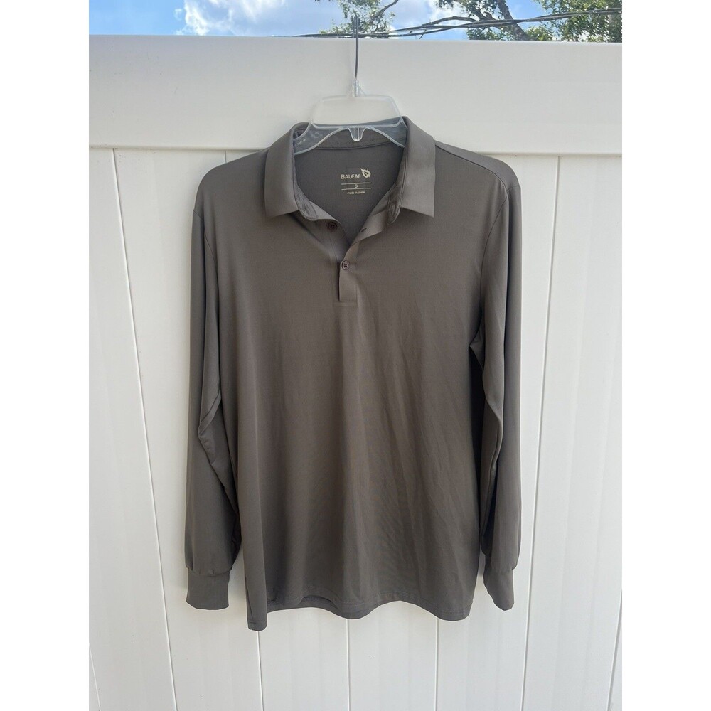 BALEAF Cycling Polo Shirt Men's Small Long Sleeve Golf Performance Gray